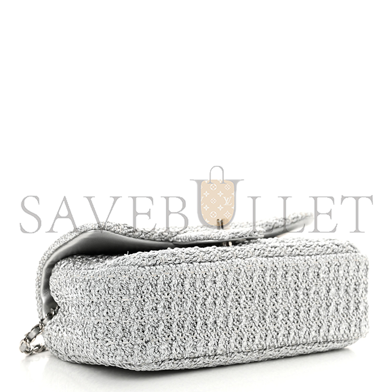 CHANEL CLASSIC FLAP BAG BRAIDED LUREX & SILVER-TONE METAL AS5279 (20.5*12.5*6cm)